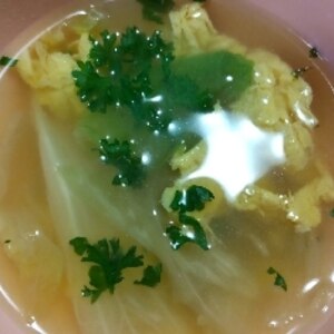 レタスと卵のコンソメスープ